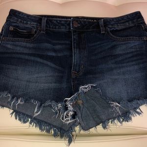 Distressed jean shorts